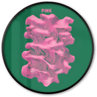 Poster in lijst Rond - Fotolijst 60x60 cm - Posters - Abstract - Pink - Lijnen - Groen - Ronde posterlijst zwart - Decoratie - Wanddecoratie woonkamer - Muurdecoratie slaapkamer