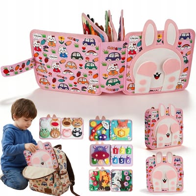 Montessori Activiteiten Boek - Busy Board - Kleuter Doeboek - Sensory Speelboek - Ontwikkelt Concentratie - Fijne Motoriek - Interactief Viltboek - Educatief Speelgoed - Voor Auto & Vliegtuig & Uitjes - 1-3 jaar