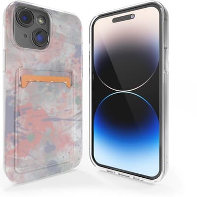 ShieldCase telefoonhoesje geschikt voor Apple iPhone 13 hoesje pasjes - Pink Brush - Marmer look hoesje - Marmeren uitstraling met pasjeshouder - Shockproof hardcase - Pashouder hoesje