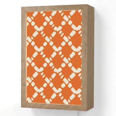 Wandlamp 20x30 cm - Oplaadbaar - Oranje - Ruitpatroon - Wit - Wandlampen binnen woonkamer - Slaapkamer lamp met kabel - Decoratieve nachtlamp - Vloerlamp snoer