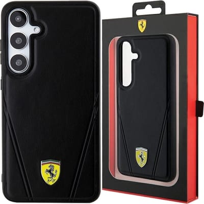 Ferrari Backcase hoesje geschikt voor Samsung Galaxy S24+ - Effen Zwart - Kunstleer