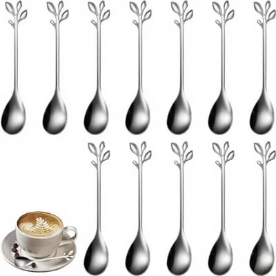 Solidchoice - Set van 12 RVS Koffielepels met Bladontwerp