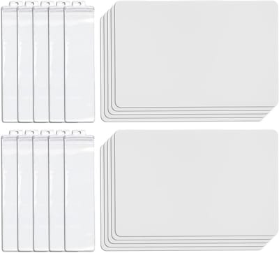 Set van 10 Transparante Plastic Placemat, Bureau Mat, 43 x 28 cm, Inclusief 10 PVC Bestekzakken, Warmtebestendig en Wasbaar voor Thuis, Restaurant en Keuken