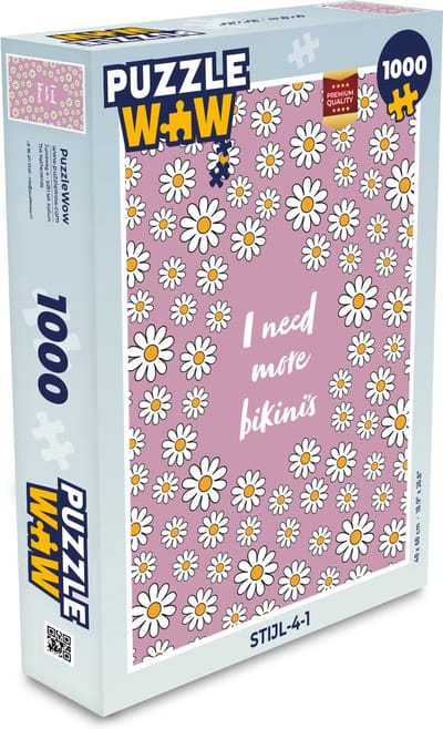 Puzzel Quotes - I need more bikini's - Roze - Bloemen - Legpuzzel - Puzzel 1000 stukjes volwassenen