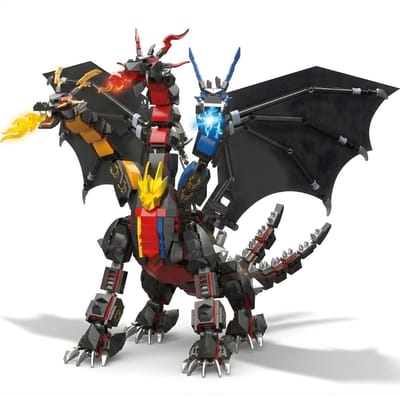 Zhe Gao 662035 3 in 1 Koppige middeleeuwse draak bouwset | World of dragons modelbouw | Educatief creator jurassic dinosaurus speelgoed bouwpakketten voor kinderen & volwassenen | Onderdelen niet compatibel met lego | Bouwdoos met 1400 bouwstenen