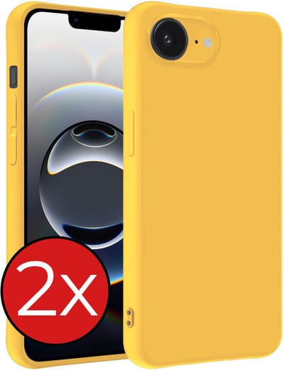 Hoesje - 2 Stuks - Geschikt voor Apple iPhone 16e / 17e - Sterk & Shockproof - Telefoonhoes - Back Cover - Case Siliconen - Telefoon Hoes - Geel