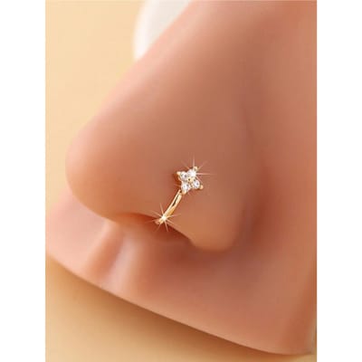 1 st Mini Vierklapper U-vormige Nep Neusring, Neusklem voor Dames, Geen Piercing Nodig goud