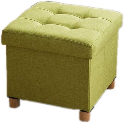 Opbergkruk - Voetenbank poef - Extra zitplaats - Stabiele houten poten - 38x38x35cm - Blauw Groen