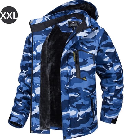 Livano Winterjas Voor Heren - Parka - Winter - Jas - Volwassen - Blauw/Camouflage - Maat XXL