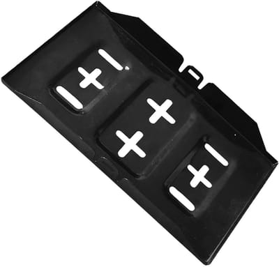 Accuhouder met Klem - Batterijhouder Motor - Motoronderhoud - Stevige IJzeren Constructie - 34x19x3.5 cm - Zwart