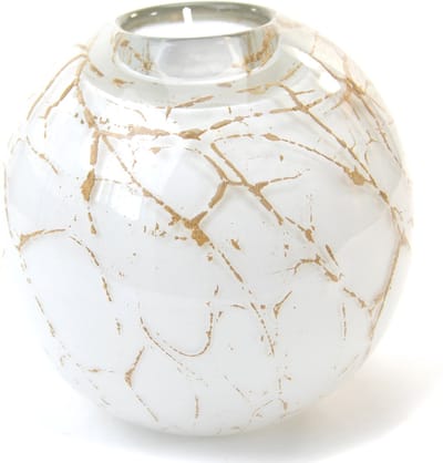 Loranto - Waxinelichthouders Mini Urn 14cm Wit Bladgoud - Kleine Urnen