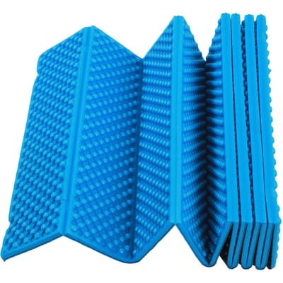 Matelas de couchage double en mousse épaisse et pliable pour camping en plein air, 186 x 57 cm, bleu bleu