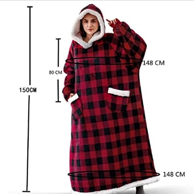 Oversized Zachte Knuffeldeken met Mouwen - Draagbare Flanellen Hoodie voor Volwassenen