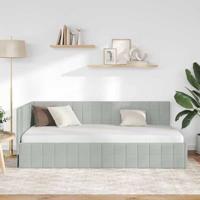 vidaXL - Hoek - Bed - Frame - Lichtgrijs - 90 - x - 200 - cm - Fluweel