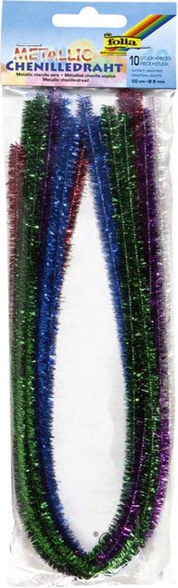 Chenilledraad folia 50cm 8mm 10 stuks metalic ass | 10 stuks
