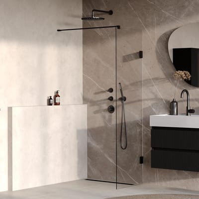 Brauer Void - Inloopdouche - Helder Glas - 60 x 200 cm - incl. Glascoating - Mat Zwart