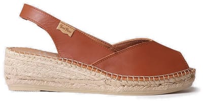 Dames leren espadrille met open neus en sleehak | BERNIA-P