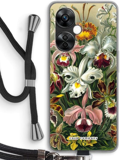 Case Company® - Hoesje met koord geschikt voor OnePlus Nord CE 3 Lite hoesje met Koord - Haeckel Orchidae - Telefoonhoesje met Zwart Koord - Bescherming aan alle Kanten en Over de Schermrand