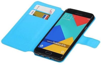 Cross Pattern TPU Bookstyle Hoesje - Wallet Case Telefoonhoesje - Geschikt voor Samsung Galaxy A7 2016 A710F Blauw
