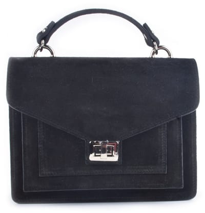 Giuliano lederen handtas Jolie - Suede - Made in Italy - Zwart