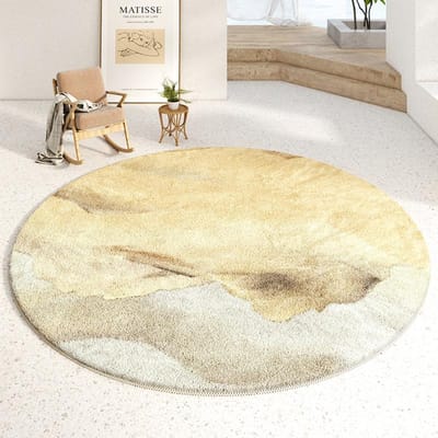 Moderne Luxe Vloerkleden voor Slaapkamer Pluizig Zacht Woonkamer Decoratie Tapijt Minimalistische Abstractie Lounge Vloerkleed Rond Pluche Vloermat 160*160cm