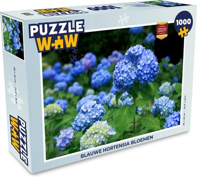 Puzzel Blauwe hortensia bloemen - Legpuzzel - Puzzel 1000 stukjes volwassenen