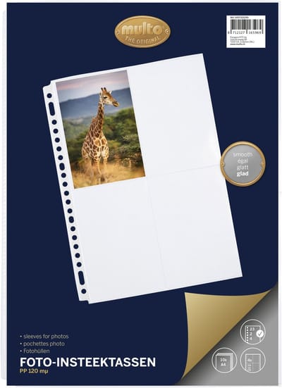 Multo fotoshowtas - formaat A4 - 23-rings - glashelder - 4 vaks 10x15cm - 10 stuks