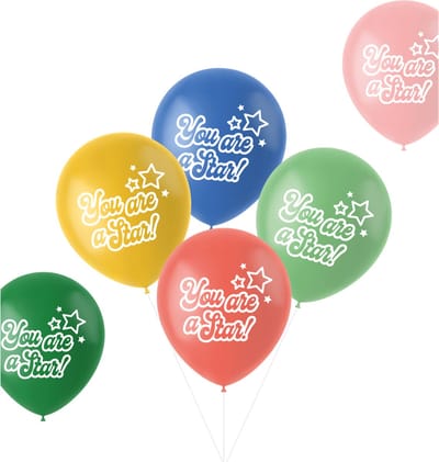 Folat - Ballonnen Retro You are a Star Meerkleurig 33 cm - 6 stuks