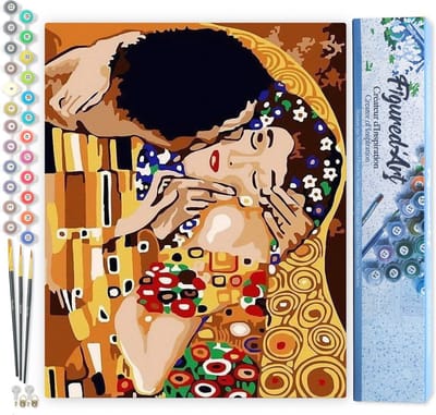 Figured'Art Schilderen op Nummer Volwassenen canvas Mooie kus - Handwerk acrylverf Kit DIY Compleet - 40x50cm zonder frame