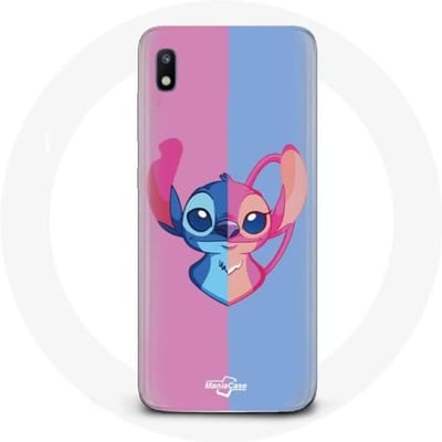 Coque - Samsung - Galaxy A10 - Souple - Protection - Stitch et Angel Bleu Rose