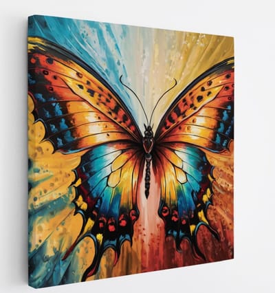 Saammp - Canvas Schilderij - Vlinder - kleurrijk - Dieren - Abstract - 20x20 - Foto op canvas - Wanddecoratie - muurdecoratie Woonkamer - Slaapkamer decoratie - Canvas Print