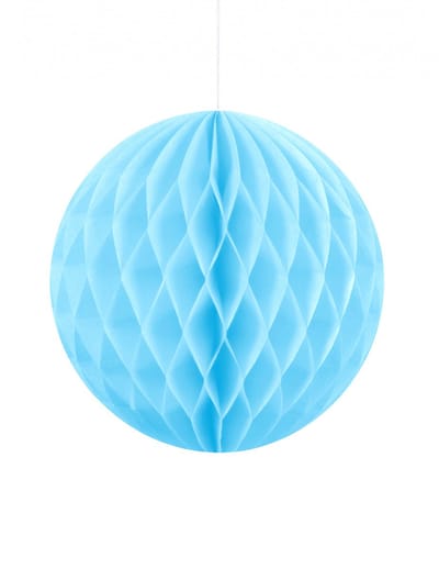 PARTYDECO - Kleine lichtblauwe honingraat papieren bal 10 cm om op te hangen