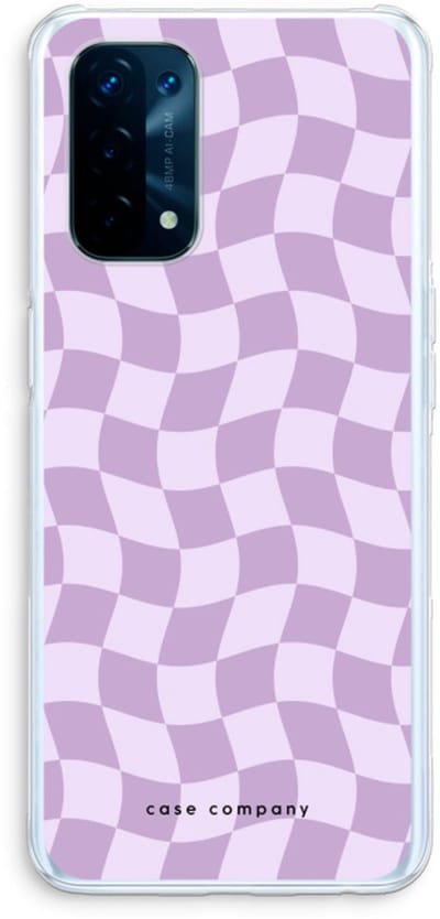 Case Company® - Hoesje geschikt voor Oppo A74 5G hoesje - Grid Paars - Soft Cover Telefoonhoesje - Bescherming aan alle Kanten en Schermrand