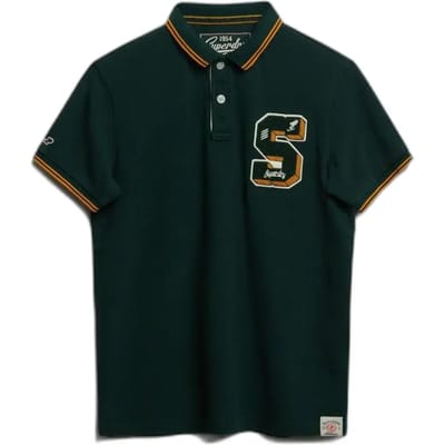 Superdry Vintage Athletic Patch Korte Mouw Poloshirt Groen M Man