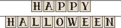 PartyDeco - Banner Happy Halloween Wit 14 x 210 cm - Halloween - Halloween Decoratie - Halloween Versiering