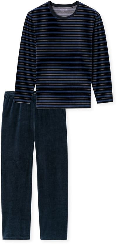 Schiesser heren pyjama badstof -Casual Nightwear - 48 - Blauw
