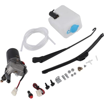 Kit d'assemblage d'essuie-glace électrique Moteur Lame Bras Gicleur Pot Tuyau pour UTV VTT white