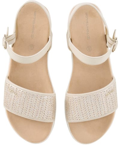 Tom Tailor - Platte sandalen met gevlochten patroon - Maat 37 - gold