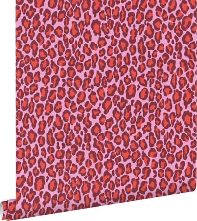 ESTAhome behang panterprint paars en rood - 50 x 900 cm - 132201