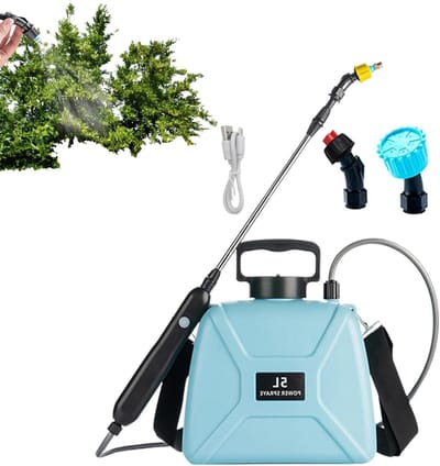 Elektrische Spuit - Tuinspuit - Planten Verzorgen - Drie Spuitkoppen - 5 Liter - Lichtblauw