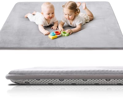 antislip babytapijt, schuimrubberen bekleding met flanellen oppervlak, onderhoudsvriendelijke babydeken, vloermat voor kinderen, 150 x 180 cm