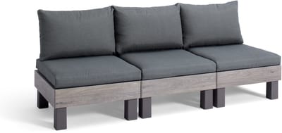 Keter Signature Elements 3-zits Loungebank - met groene kussens - Cappuccino/Ashwood