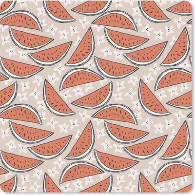 Muismat 20x20 cm - Mousepad Zomer - Watermeloen - Patroon - Muismatten