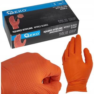 GEKO Nitrile handschoenen - stevige grip - 3D diamanttextuur - oranje - maat S - 50 stuks