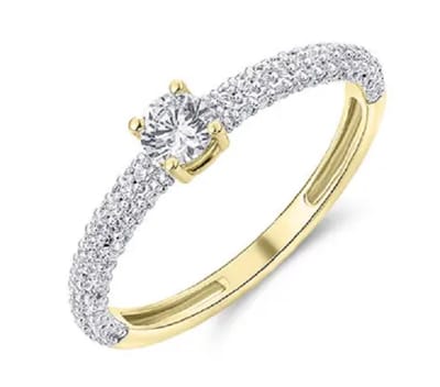Schitterende 14 Karaat Gouden Ring met Zirkonia's 16.00 mm maat 50 |Verlovingsring|Solitair|Aanzoek