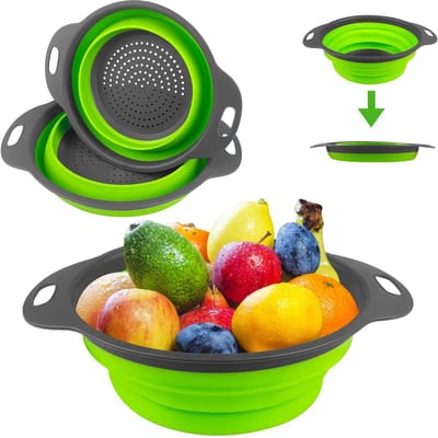 Dailygoods- Afvoermand Set van 2 - Opvouwbaar - Vergiet - Siliconen - Ruimtebesparend - Ergonomisch ontwerp