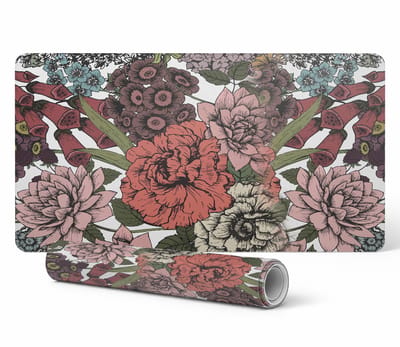 Duurzame antislip bureaumat met retro bloemenpatroon 120x60 cm