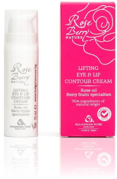 Lifting eye & lip contour cream Rose Berry Nature | 15 ml | Verstevigende oog-/lipcontourcrème met hyaluronzuur en 100% natuurlijke Bulgaarse rozenolie en rozenwater