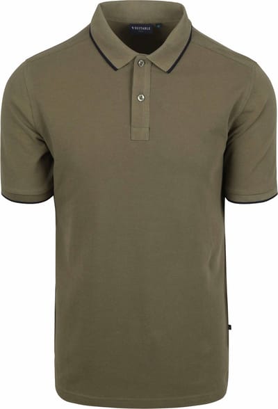 Suitable Respect Polo Tip Ferry Olijfgroen - Maat S - Heren - Polo shirt Heren met Korte mouw