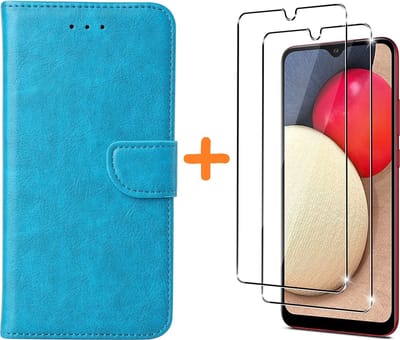 Hoesje Geschikt Voor Samsung Galaxy A03S hoesje - bookcase Blauw - Galaxy A03S wallet case portemonnee hoesje - A03S Hoesje book cover hoesjes Hoesje Geschikt Voor Samsung Galaxy A03s screenprotector / 2X Beschermglas